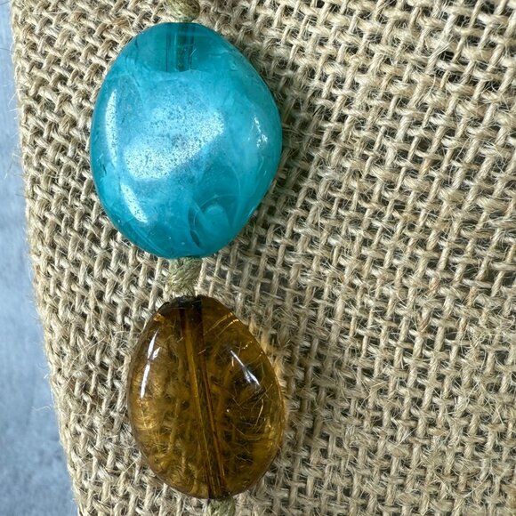 Colorful Chunky Beaded Necklace Multicolor Resin Beads & Adjustable Chain Length - Picture 13 of 16